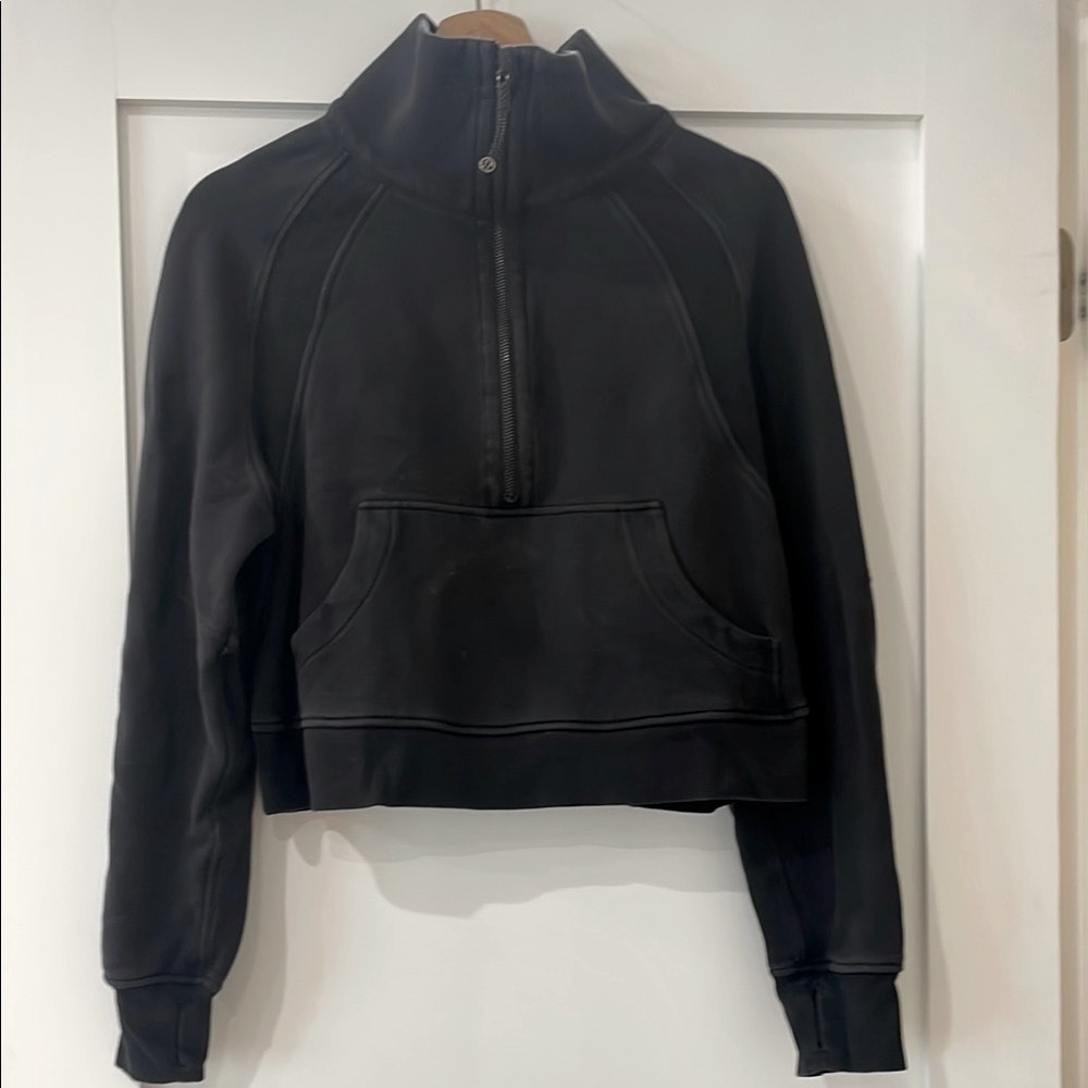 lululemon athletica Black Half-Zip Cropped Hoodie